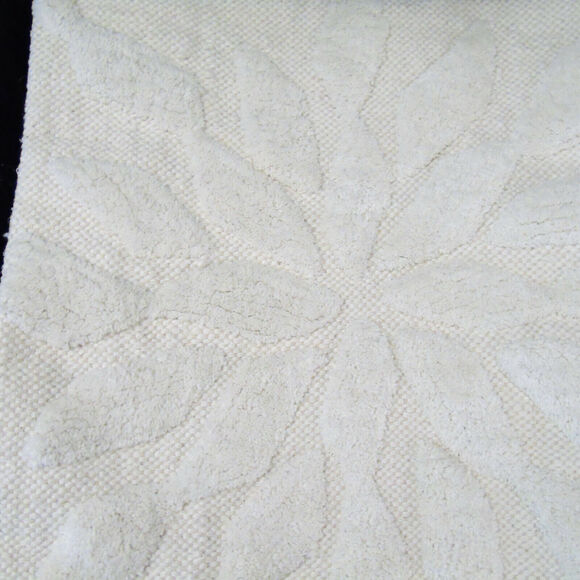 Textured Ivory White FLOWER PILLOW COVER 20x20 Cotton Weave Plush PB x Obetee - Picture 1 of 4